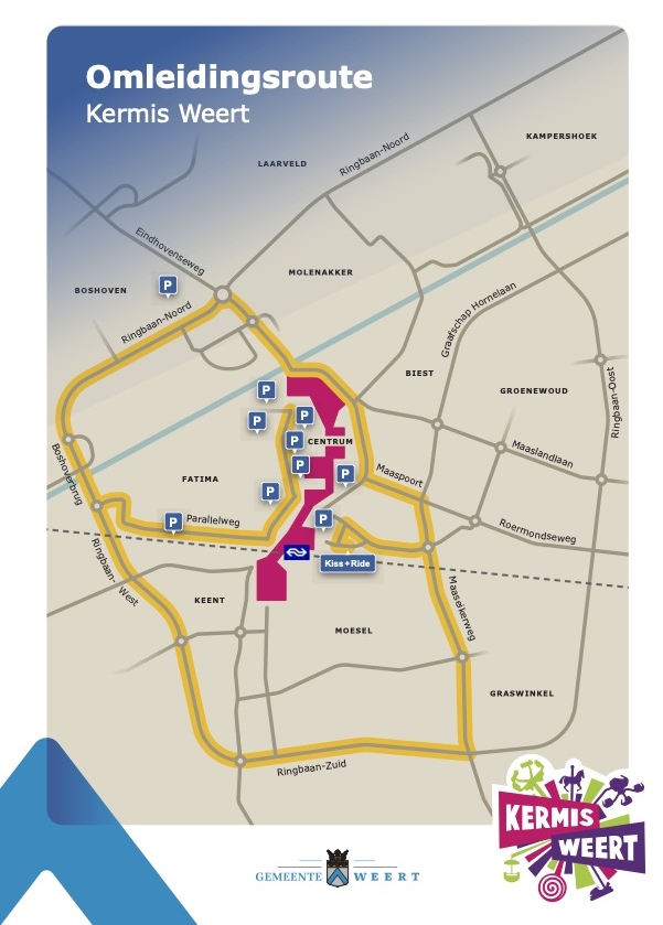 Kaart met de omleidingsroutes.